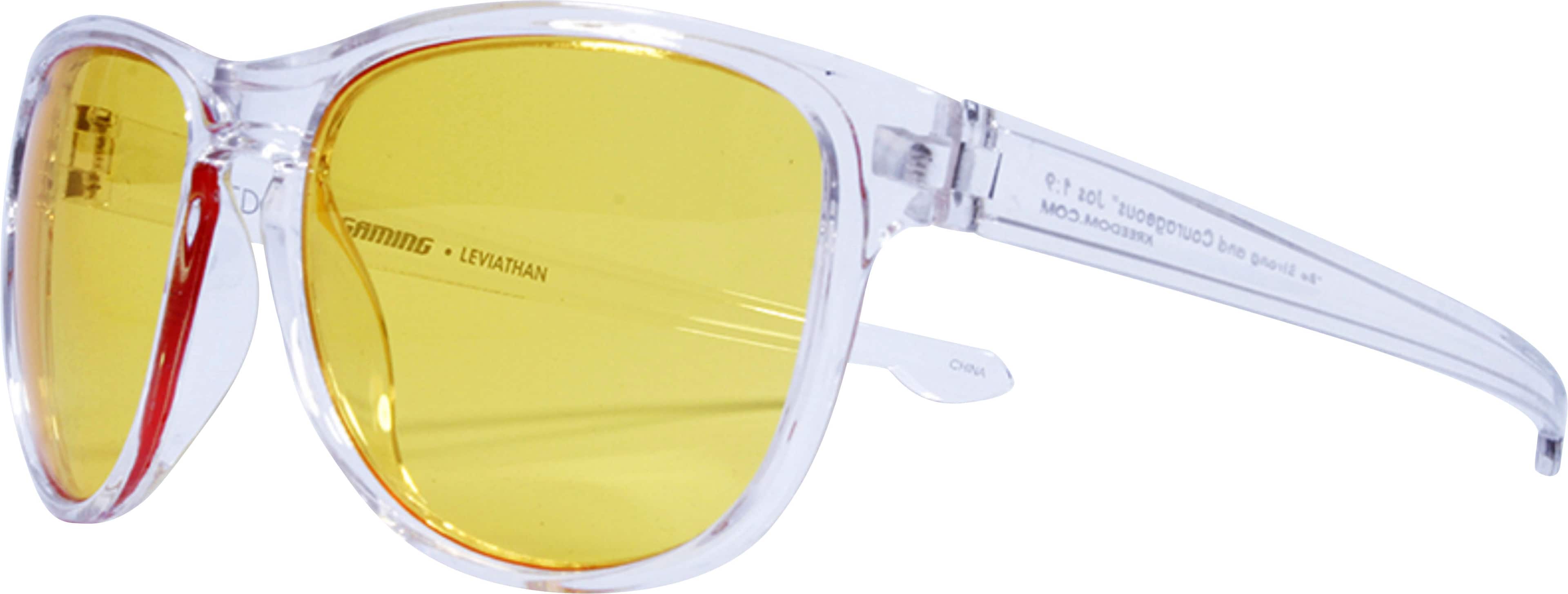 Angle. Kreedom - Leviathan Gaming Glasses with Microfiber Case - Gloss Clear & Grey.