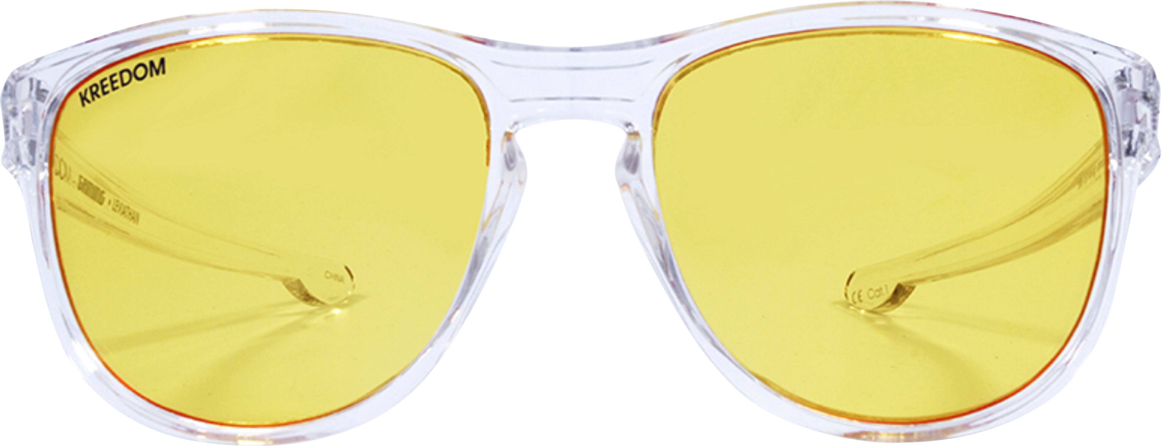 Front. Kreedom - Leviathan Gaming Glasses with Microfiber Case - Gloss Clear & Grey.