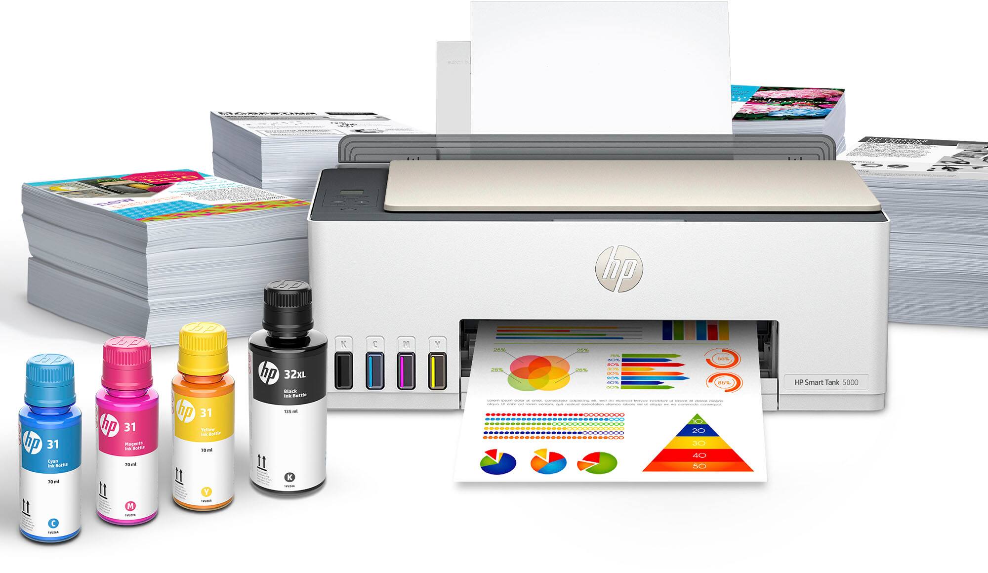 Zoom in on Alt View 13. HP - Smart Tank 5000 Wireless All-in-One Supertank Inkjet Printer with up to 2 Years of Ink Included - White.