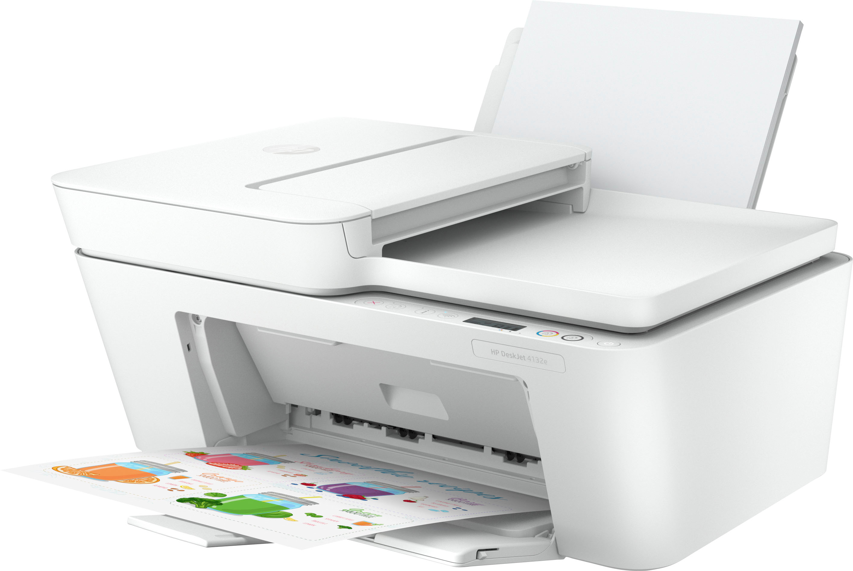 Angle View: HP - DeskJet 4132e Wireless All-in-One Inkjet Printer with 3 months of Instant Ink Included with HP+ - White