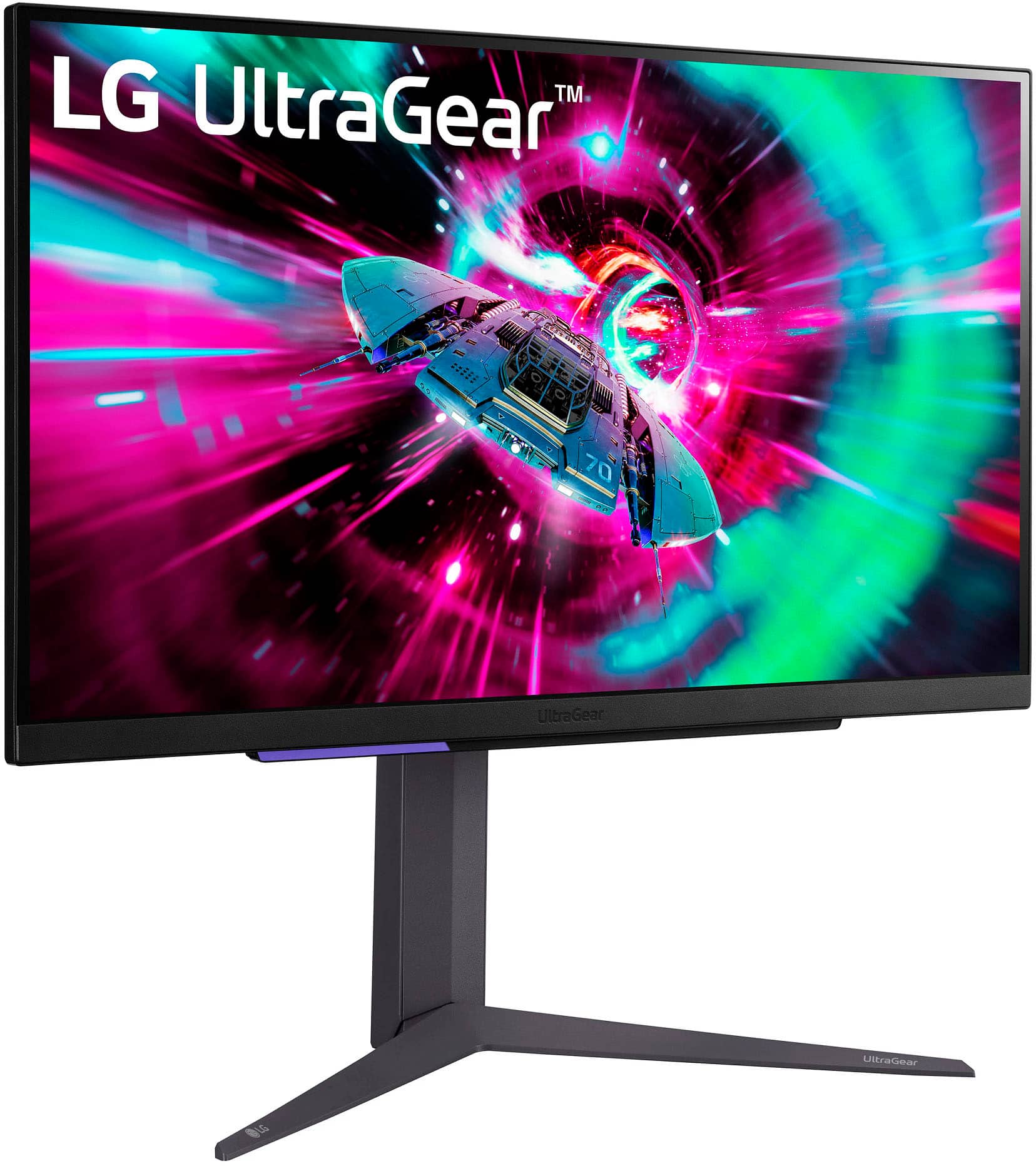 Left. LG - UltraGear 27" IPS UHD 1-ms FreeSync and G-SYNC Compatible Monitor with HDR (Display Port, HDMI) - Black.