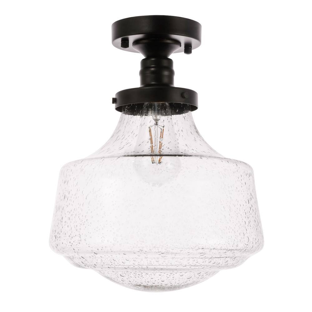 Alt View 6. Living District - Lyle 1 light Black and Clear seeded glass Flush mount - Black And Clear Seeded Glass.