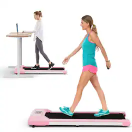Pefilos - 2.25 HP Walking Pad with LED Display and Remote Control- Under Desk Electric Treadmill Motorized Exercise Machine - Pink