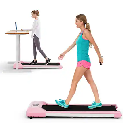 Front. Pefilos - 2.25 HP Walking Pad with LED Display and Remote Control-Pink, Under Desk Electric Treadmill Motorized Exercise Machine - Pink.