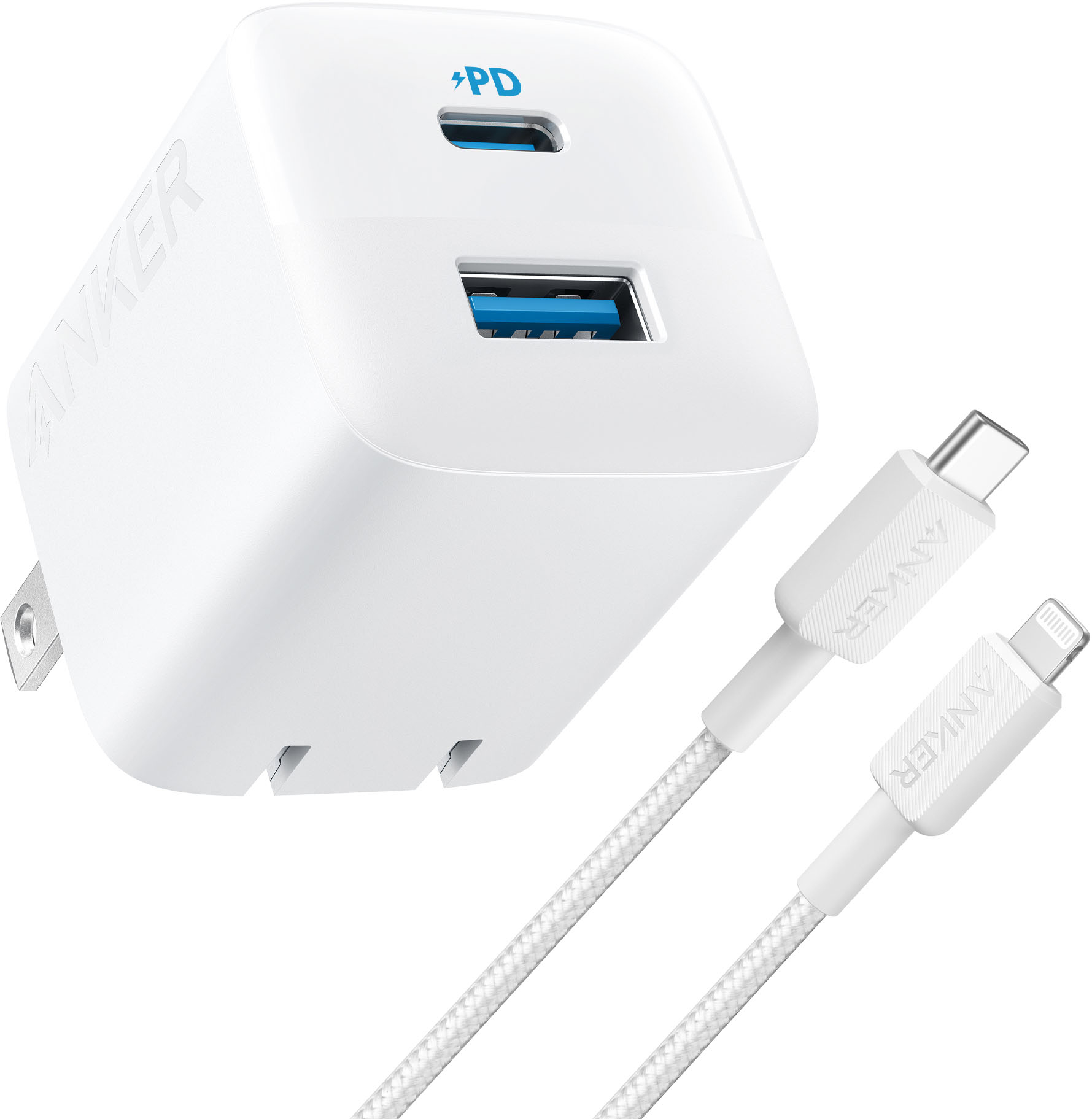Anker Wall Charger (32W, 2-Port) with 6 ft USB-C to Lightning Cable White  B2335J22-1 - Best Buy