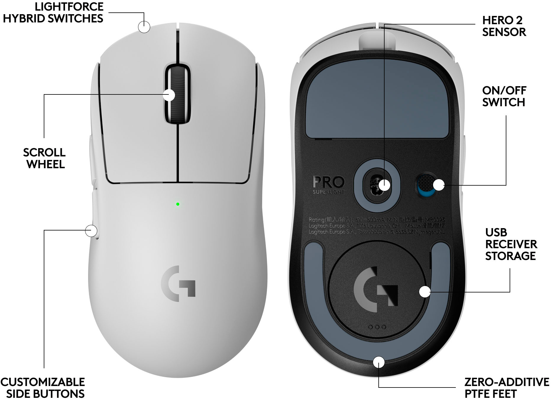 Logitech G PRO X SUPERLIGHT Wireless Gaming Mouse Ultra-Lightweight HERO  25K Sensor 25600 DPI 5 Programmable Buttons For PC/Mac