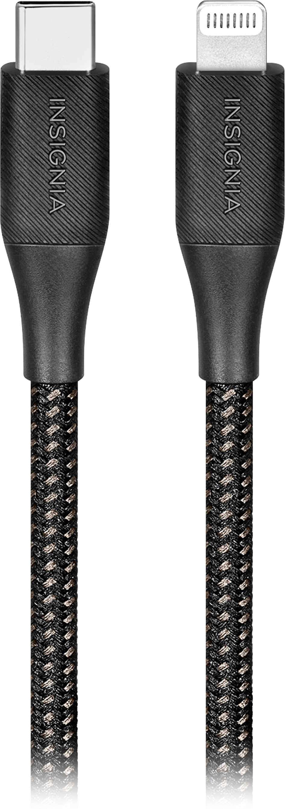 Alt View 11. Insignia™ - 10’ USB-C to Lightning Charge-and-Sync Braided Cable - Black.