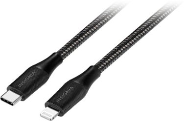 Insignia™ - 10’ USB-C to Lightning Charge-and-Sync Braided Cable - Black - Front_Zoom