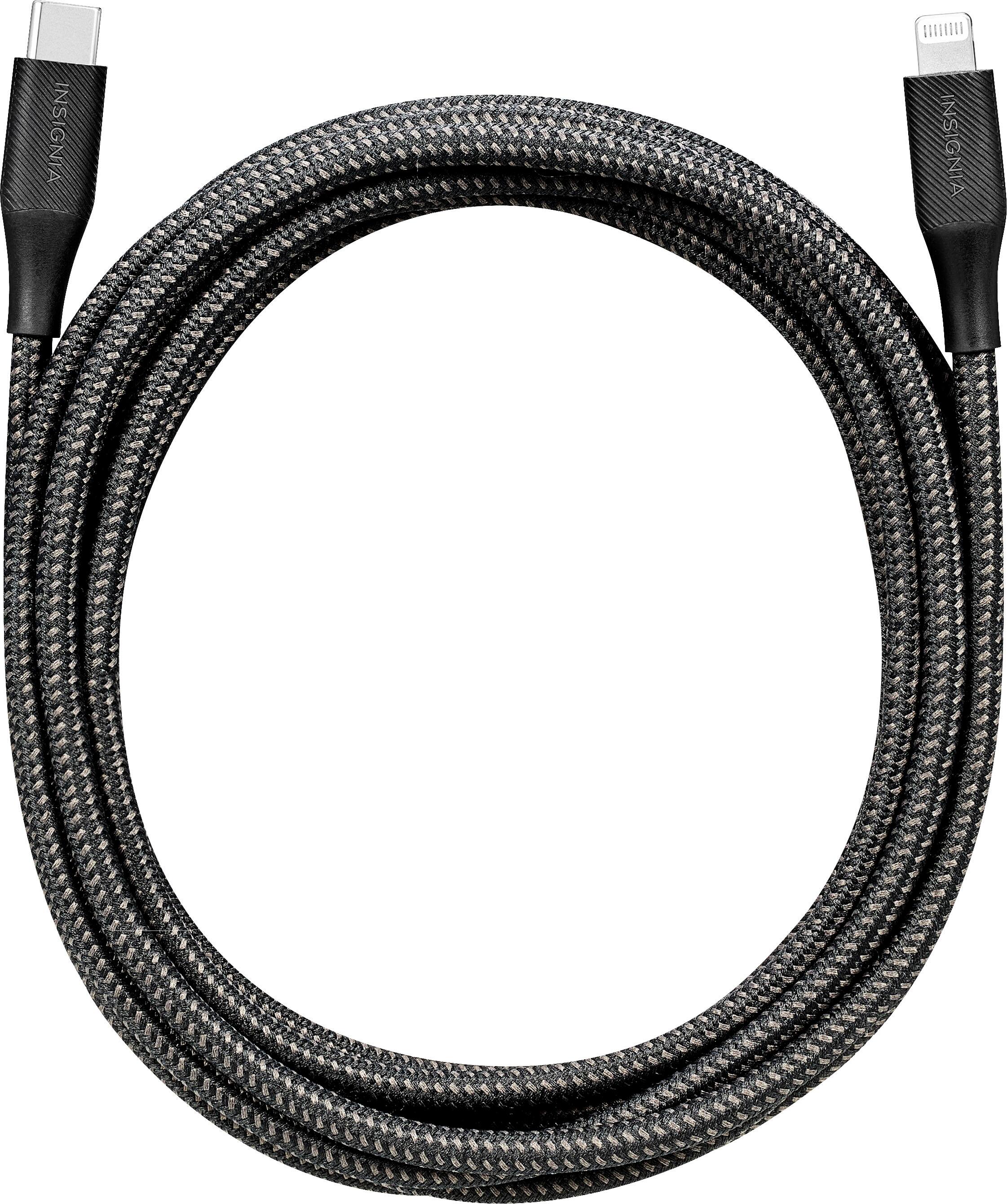 Alt View 12. Insignia™ - 10’ USB-C to Lightning Charge-and-Sync Braided Cable - Black.