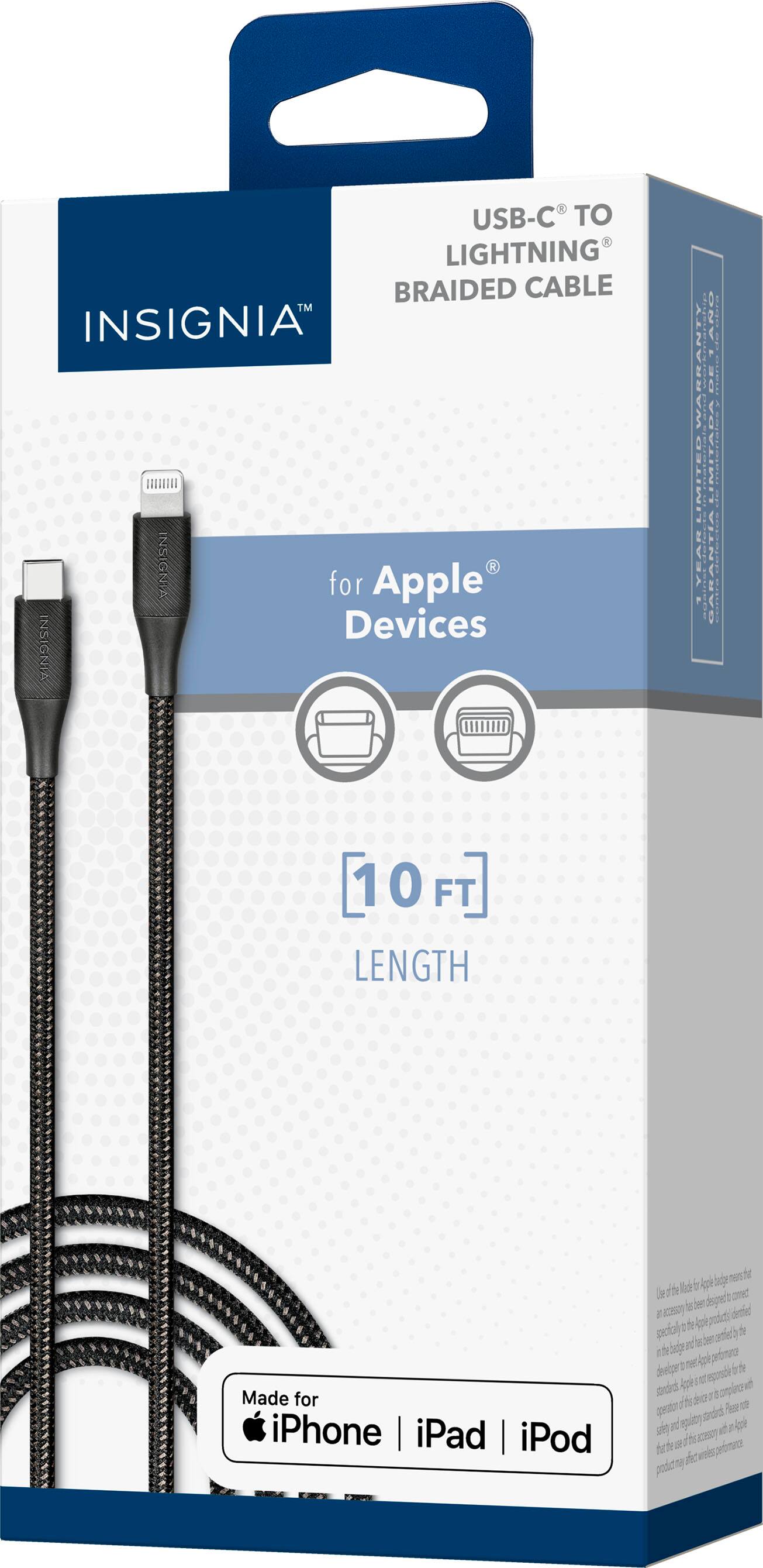 Alt View 13. Insignia™ - 10’ USB-C to Lightning Charge-and-Sync Braided Cable - Black.
