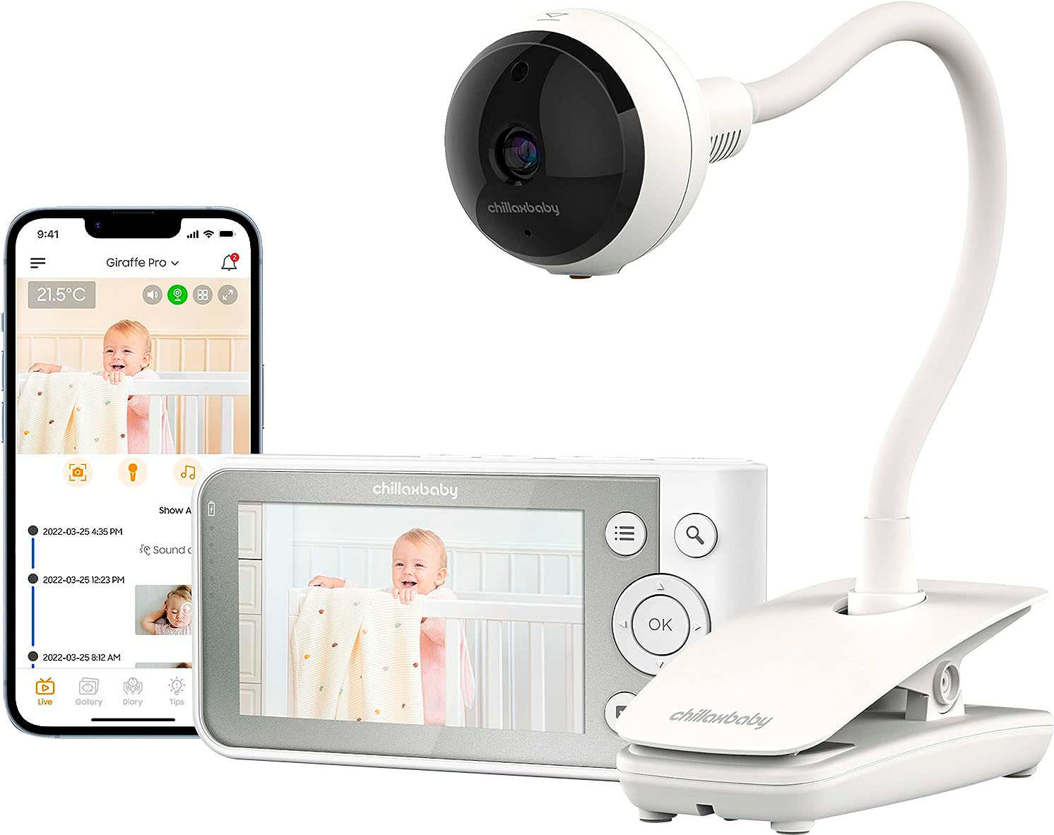 Chillax Giraffe Pro WiFi Baby Monitor with Gooseneck Camera and