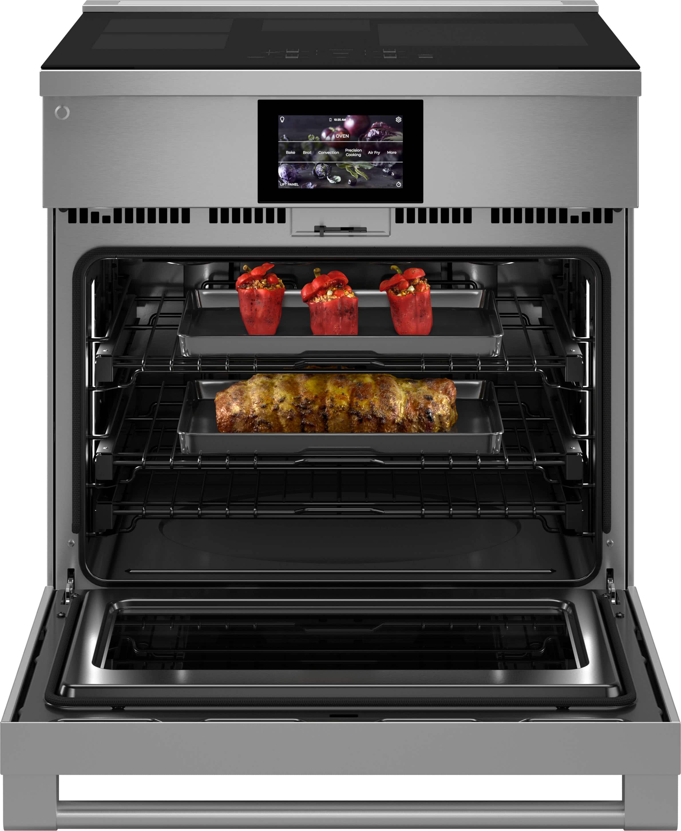 Alt View 11. Monogram - 5.3 Cu. Ft. Slide-In Electric Induction True Convection Range - Stainless steel.