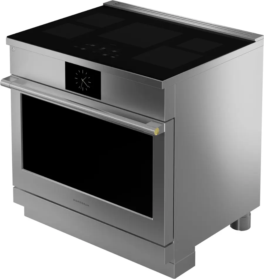 Alt View 15. Monogram - 5.75 Cu. Ft. Slide-In Electric Induction True Convection Range - Stainless steel.