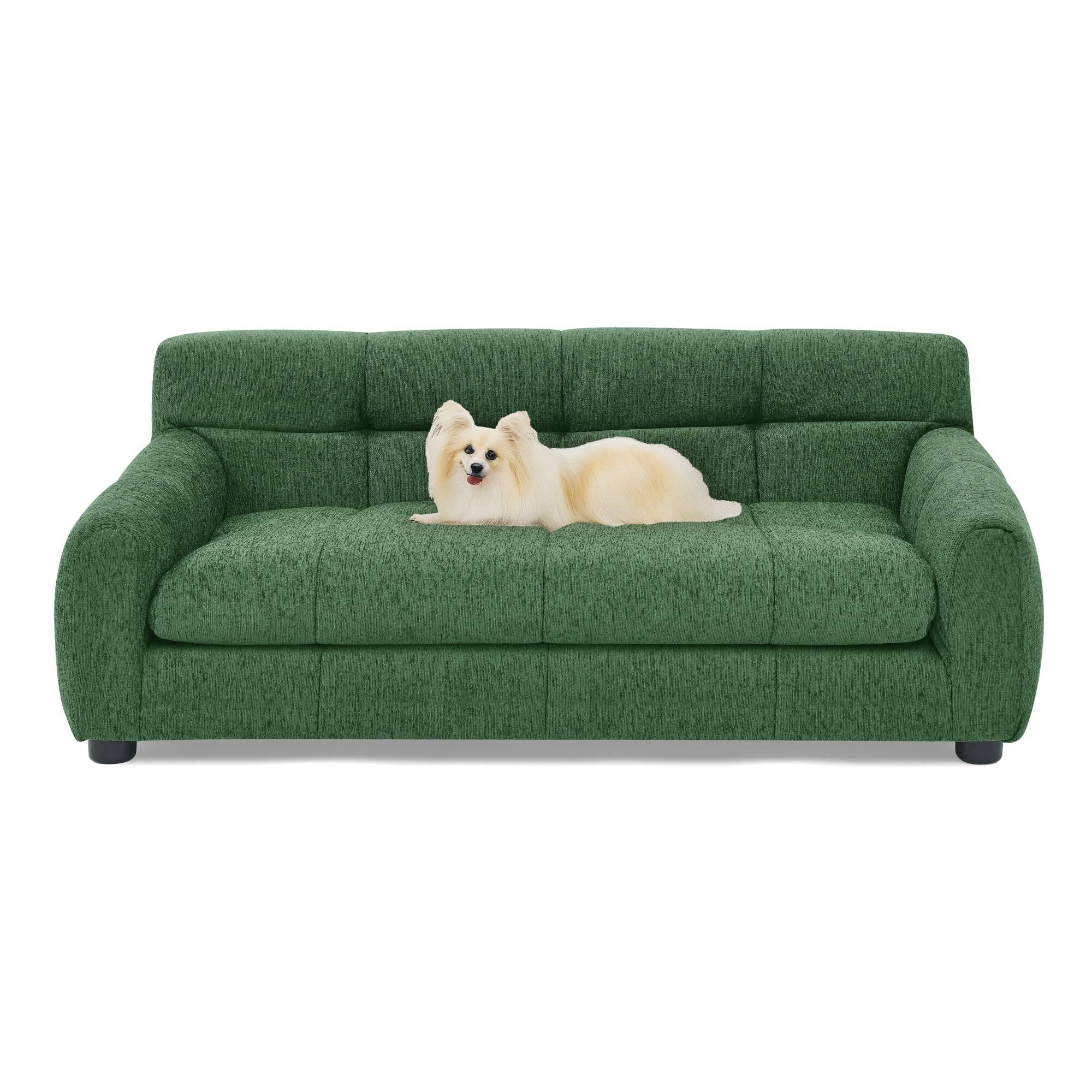 Alt View 2. APRILSOUL - Soft and comfortable pet sofa suitable for modern rectangular pet sofas for small and medium sized dogs Green - Green.