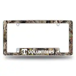 Rico Industries - Tennessee Volunteers Chrome Metal License Plate Frame with Bold Mossy Oak Camouflaged Camo Design - Multi