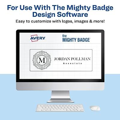 For Use With The Mighty Badge Design Software  
Easy to customize with logos, images & more!  

AVERY  
the MIGHTY BADGE  

JORDAN POLLMAN  
Associate