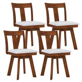 Gymax - Swivel Dining Chairs Set of 4 Dining Room Chairs w/ Rubber Wood Frame - Brown