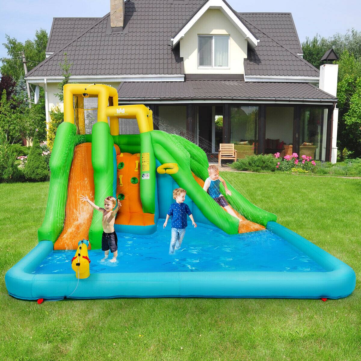 Alt View 2. Gymax - Gymax Kids Inflatable Water Park Bounce House 2 Slide w/Climbing Wall.