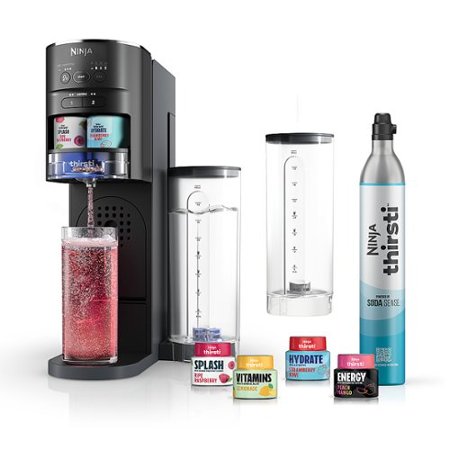 Ninja - Thirsti Sparkling & Still Drink System, Personalize Flavor & Size with Bonus Water Reservoir - Black