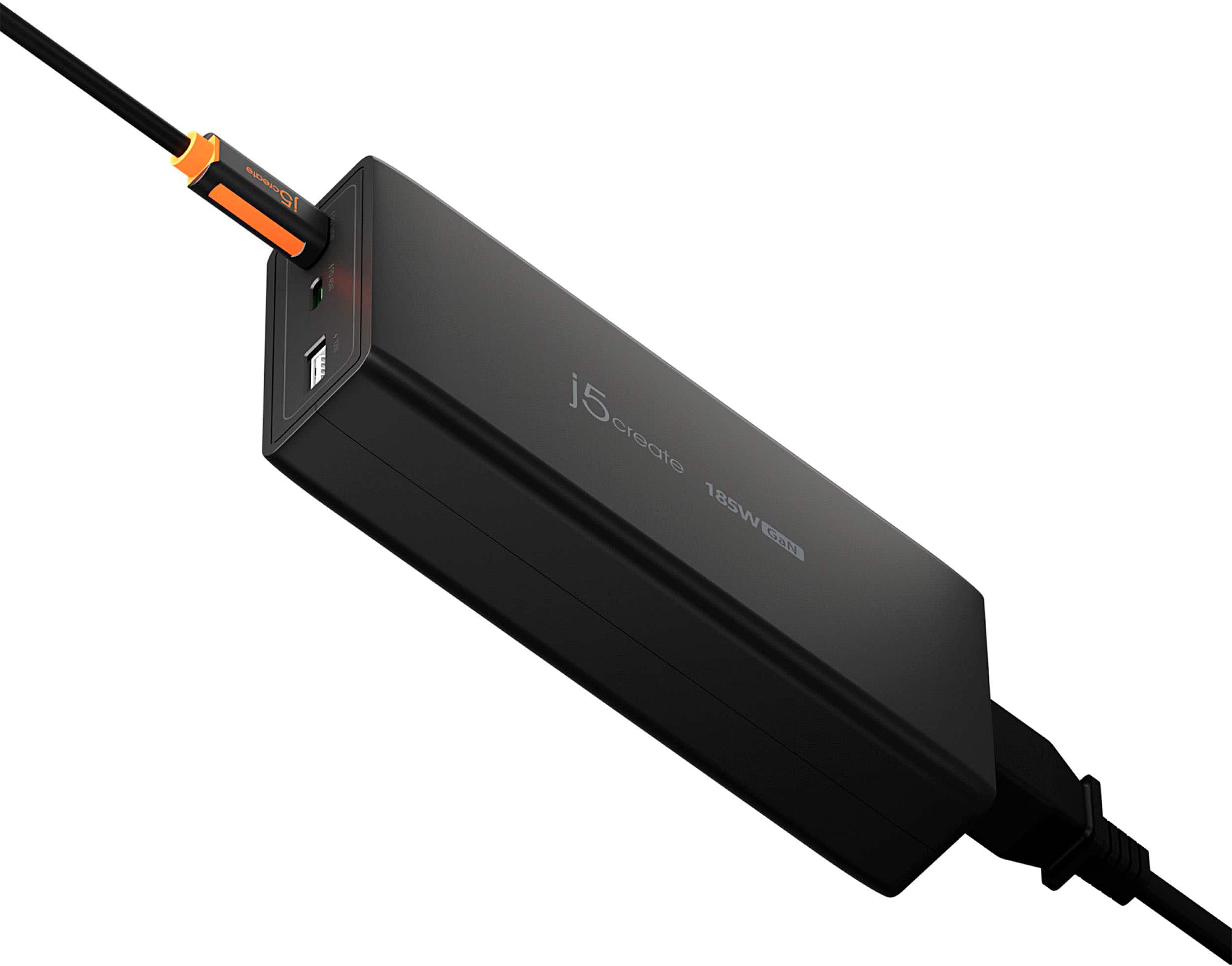 Alt View 12. j5create - 185W GaN PD3.1 USB-C 3-Port Laptop Super Charger - Black.