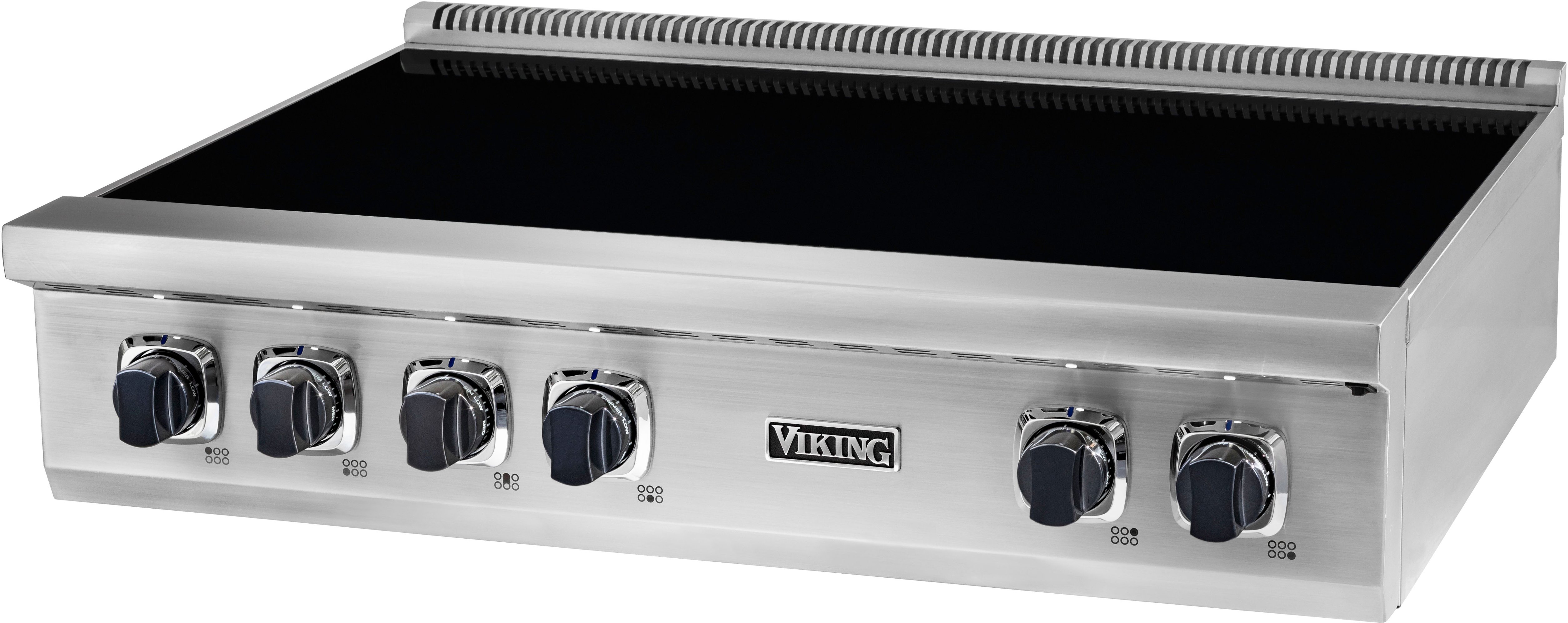 Angle. Viking - 36-inch wide Induction Rangetop - Stainless/black glass.