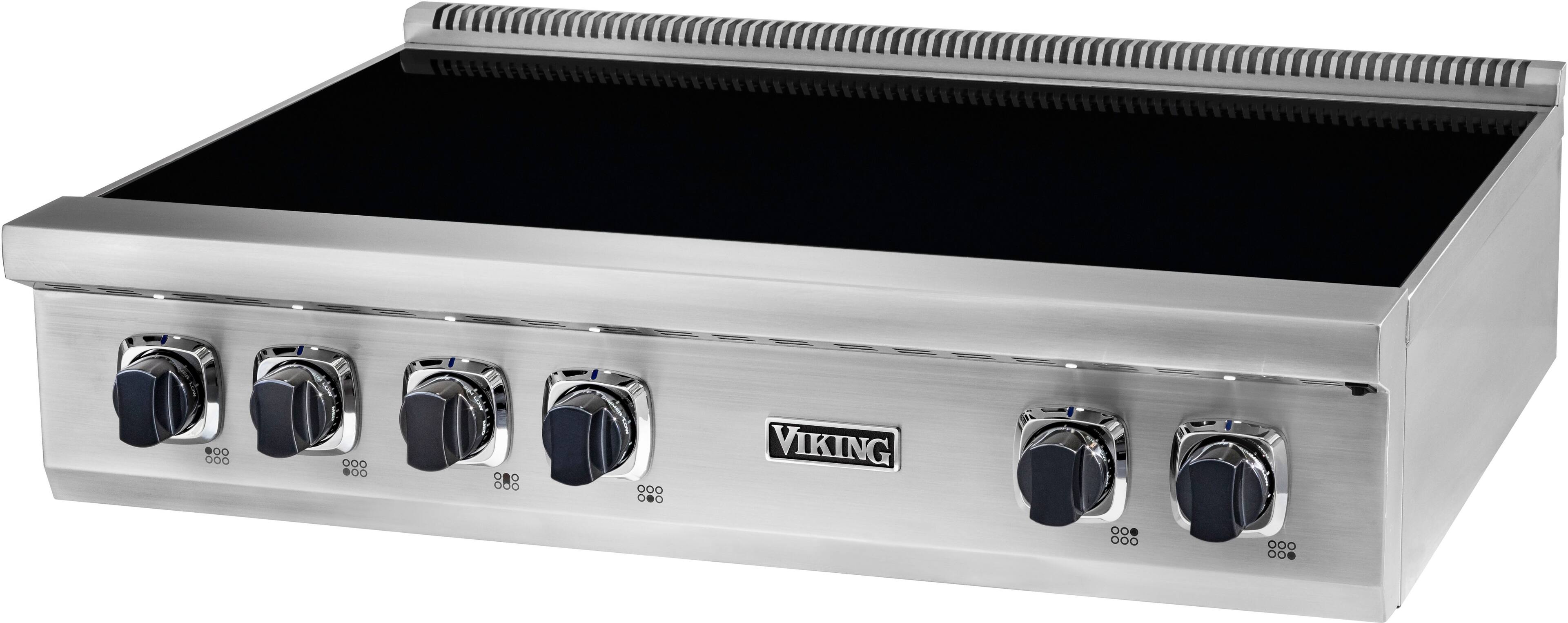 Angle. Viking - 36-inch wide Induction Rangetop - Stainless/black glass.