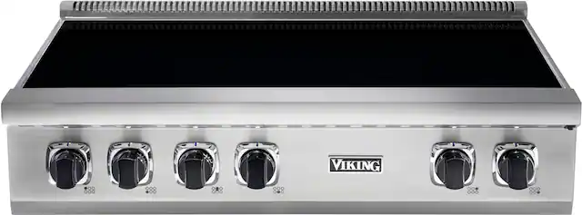 Front. Viking - 36-inch wide Induction Rangetop - Stainless/black glass.