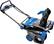 Left. Snow Joe - 24V Single Stage Cordless Brushless Electric Snow Blower (4x12.0 Ah Batteries and 2 Chargers) - Black and Blue.