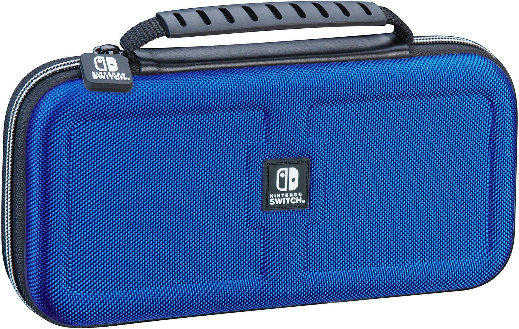 The image features a Nintendo Wii game console sitting inside a black case. The case is designed to hold the Wii and its accessories, providing protection and easy transportation. The Wii is displayed in the case, showcasing its compact design and the various buttons and controls on its surface. The case is a practical solution for gamers who want to keep their Wii and its accessories organized and safe when not in use.