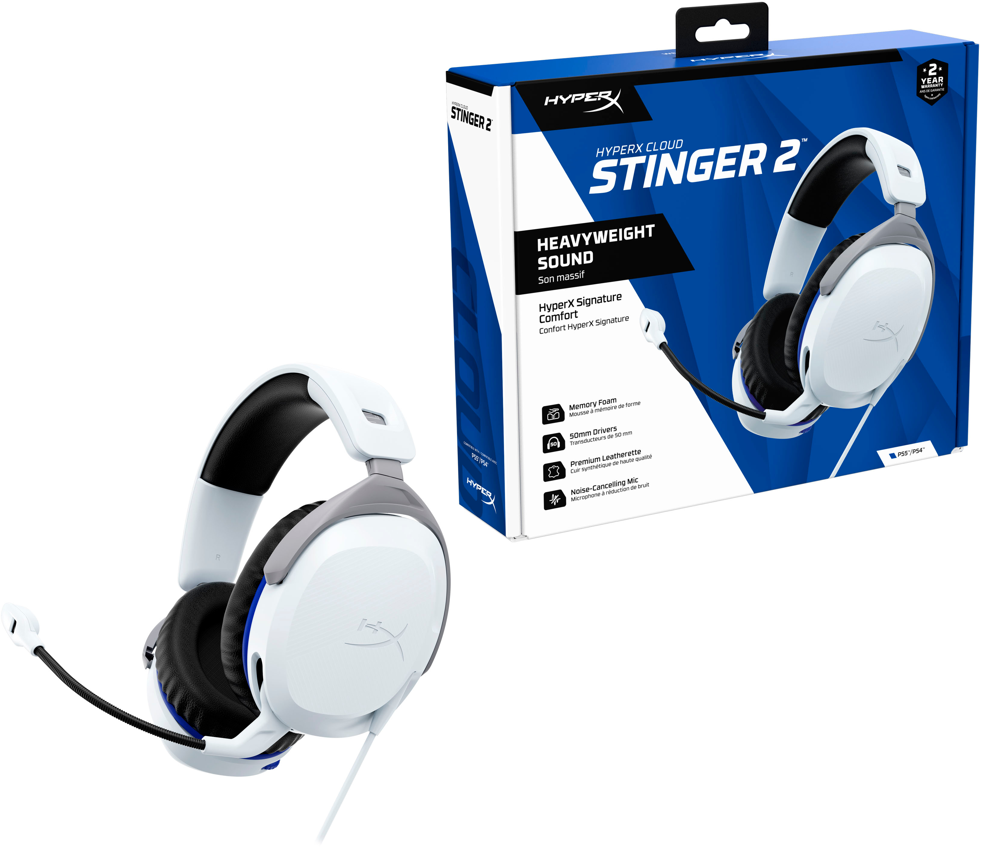 HyperX Cloud Stinger 2 Wired Gaming Headset for PS5 and PS4 White 75X29AA -  Best Buy