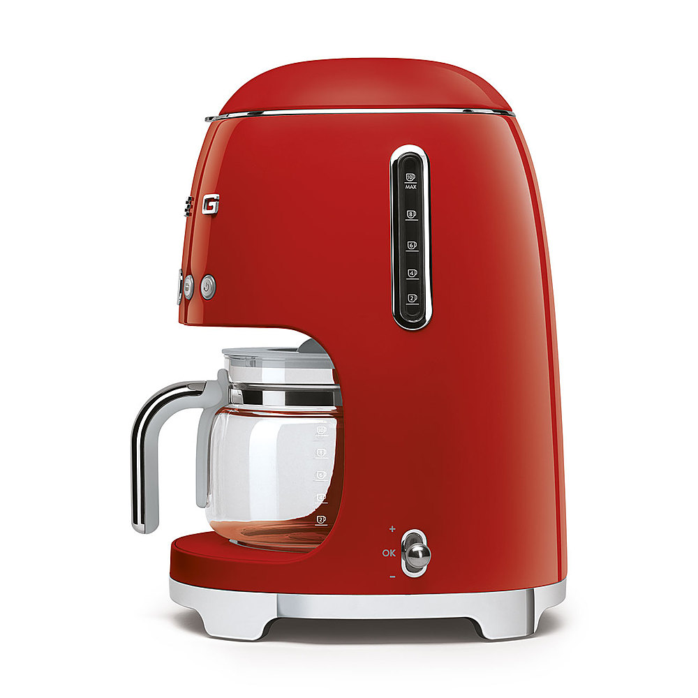 Left View: SMEG - DCF02 Drip 10-Cup Coffee Maker - Red