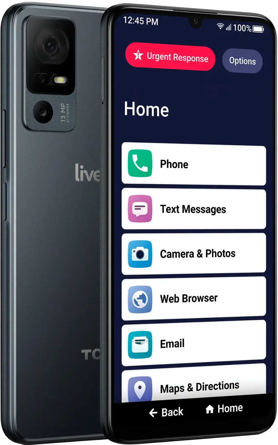 Lively jitterbug smart4 smartphone for seniors black t608gjbs4 8in