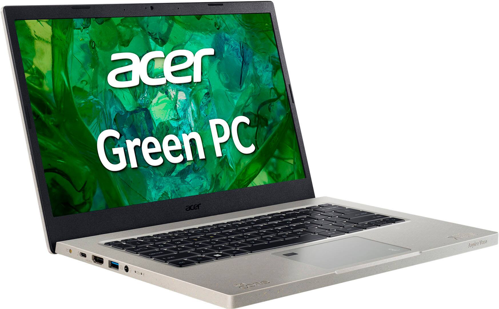 Angle. Acer - Aspire Vero 14" FHD Laptop - Intel i5-1335U with 8GB Memory - 512GB SSD - Cobblestone Gray.