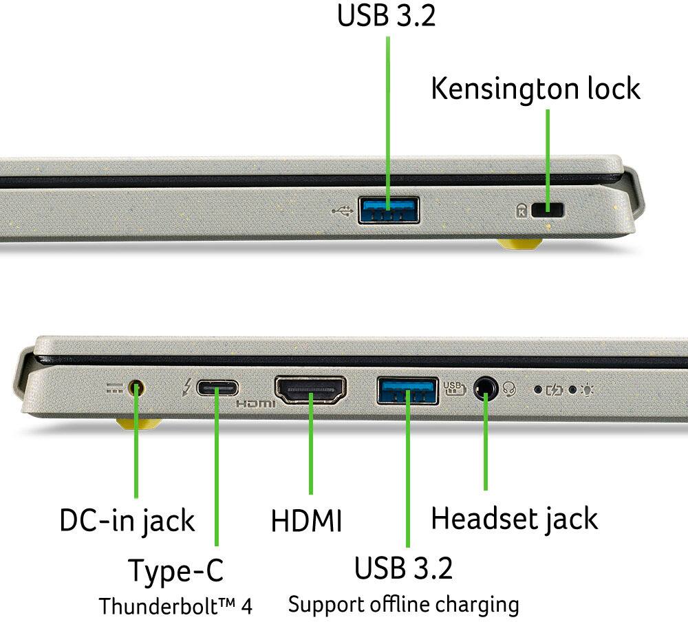 Alt View 11. Acer - Aspire Vero 14" FHD Laptop - Intel i5-1335U with 8GB Memory - 512GB SSD - Cobblestone Gray.