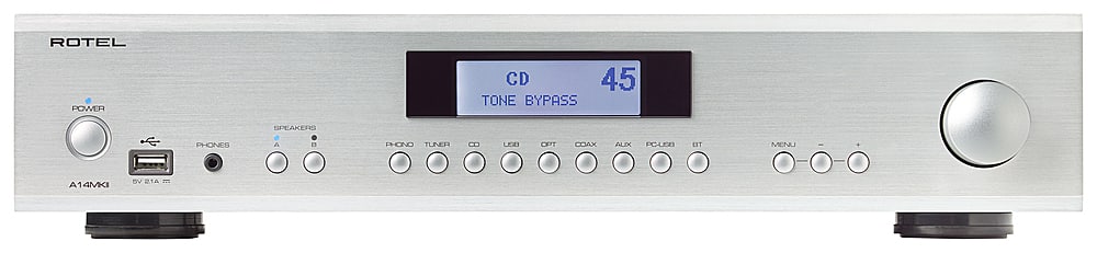 Rotel - A14MKII 80W 2-Ch Integrated Stereo Amplifier - Silver - Front_Zoom