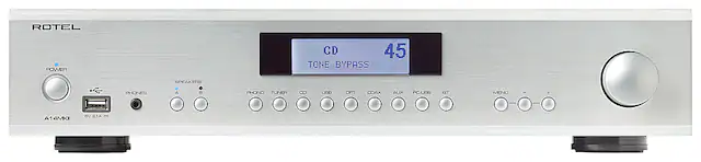 Rotel Power CD 45 Tone Bypass Stereo Amplifier with Phono Tuner and 8 Line Inputs.