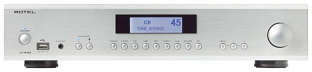 Rotel - A14MKII 80W 2-Ch Integrated Stereo Amplifier - Silver
