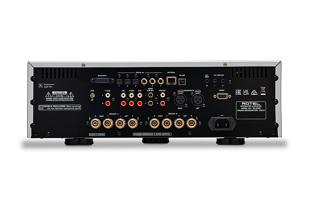 Back View: Rotel - RA-6000 350W 2-Ch Integrated Stereo Amplifier - Black