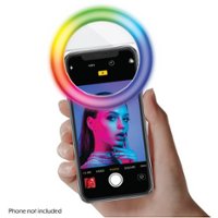 Bower Clip-on LED Selfie Light with Built-in Rechargeable Battery and Multicolor Lighting Effects - White - Angle_Zoom