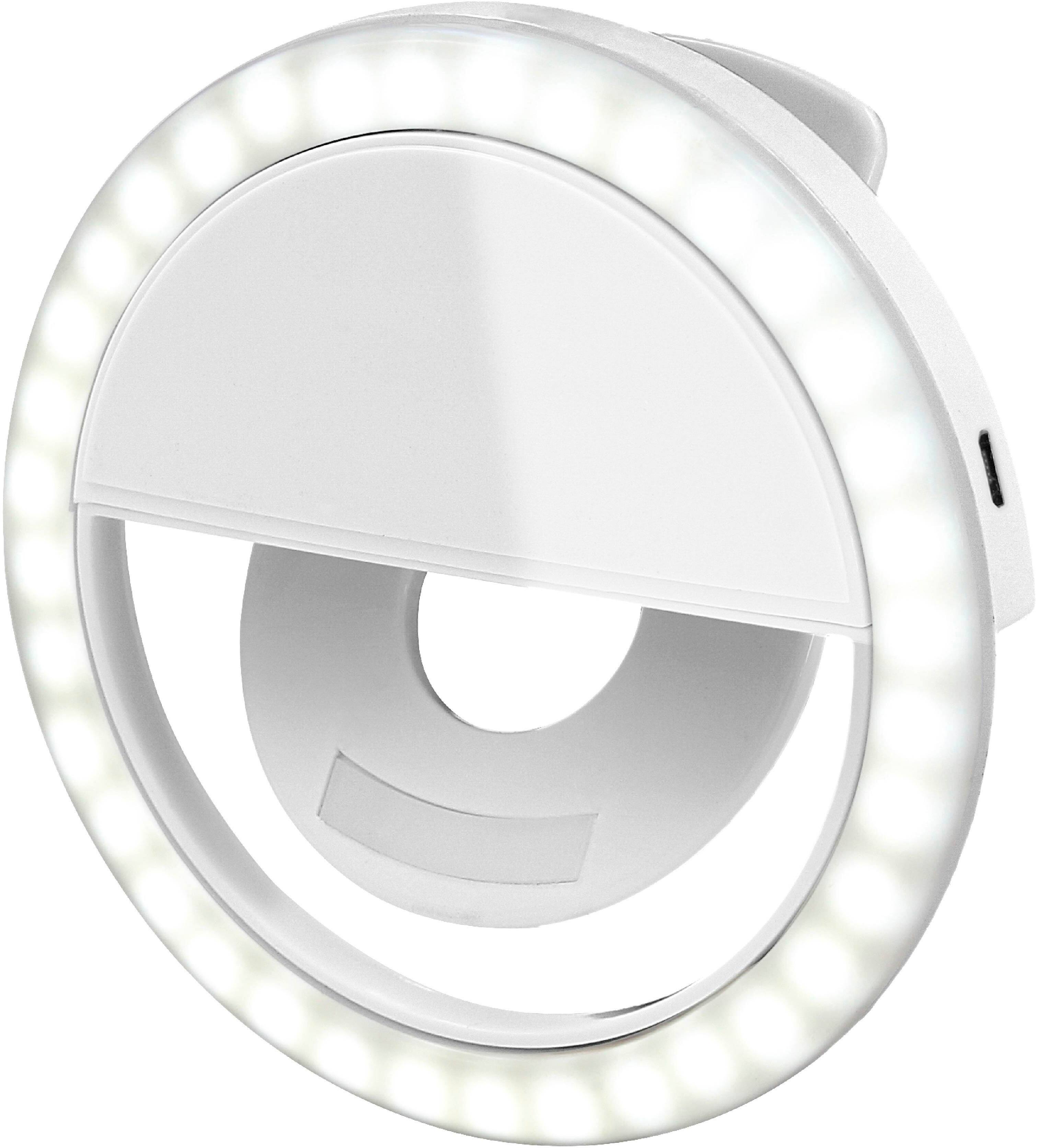 Alt View 11. Bower - Bower Clip-on LED Selfie Light with Built-in Rechargeable Battery and Multicolor Lighting Effects - White.