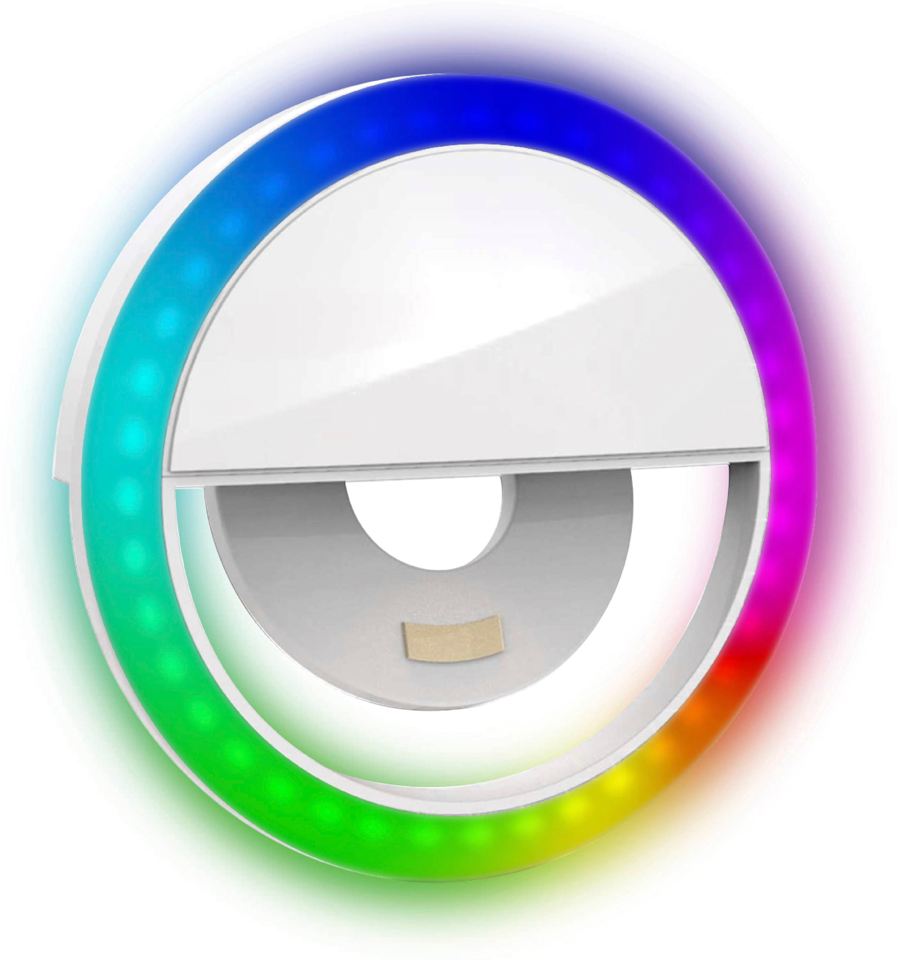 Bower Clip-on LED Selfie Light with Built-in Rechargeable Battery and Multicolor Lighting Effects - White
