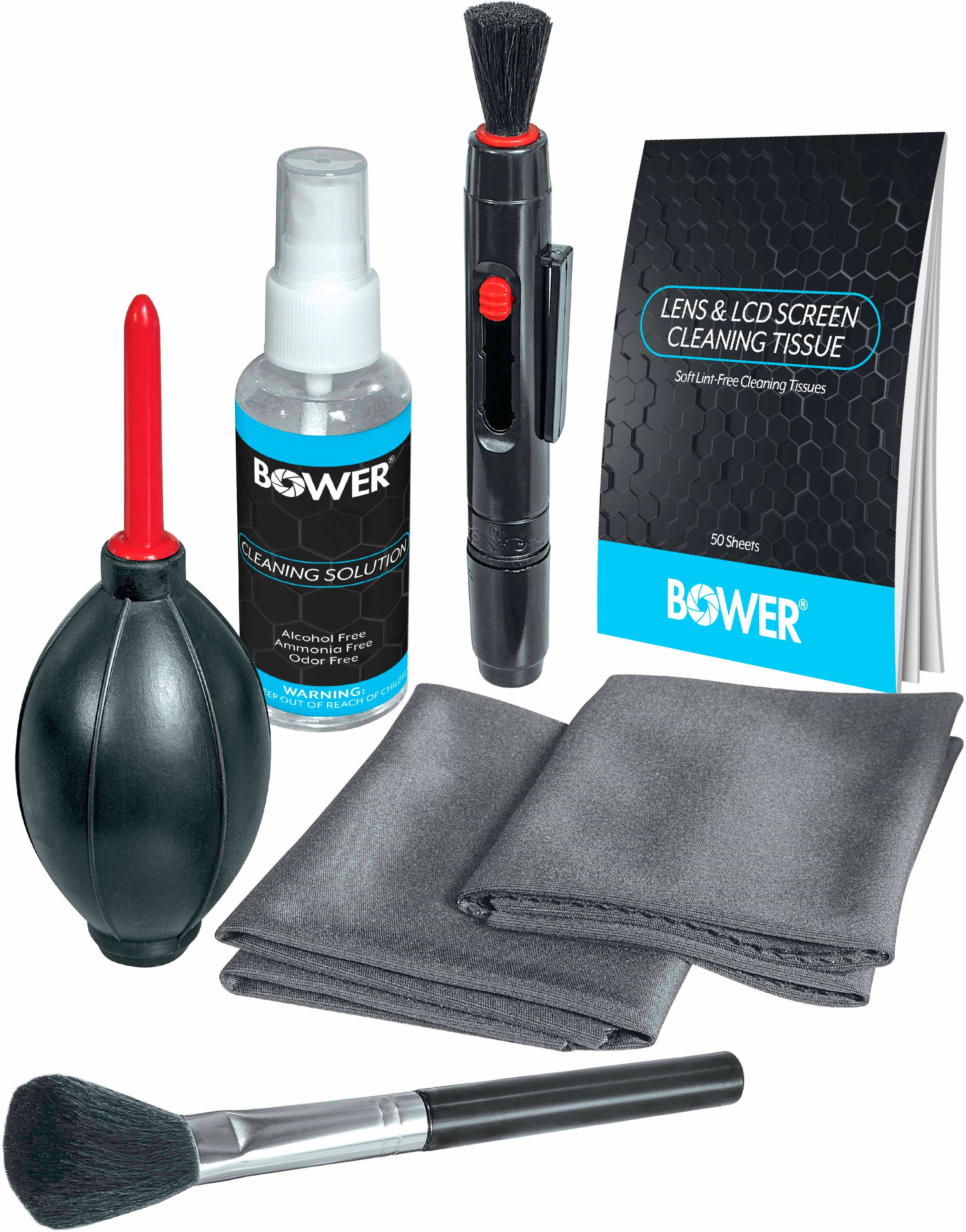 Angle View: Bower 7-Piece Camera Lens and Screen Cleaning Kit - Black