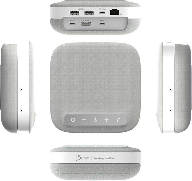 j5create - USB-C 4K Speakerphone Docking Station - Gray_3