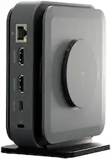 Front. j5create - USB-C Dual 4K HDMI Docking Station with 15W Wireless Charging - Space Grey.