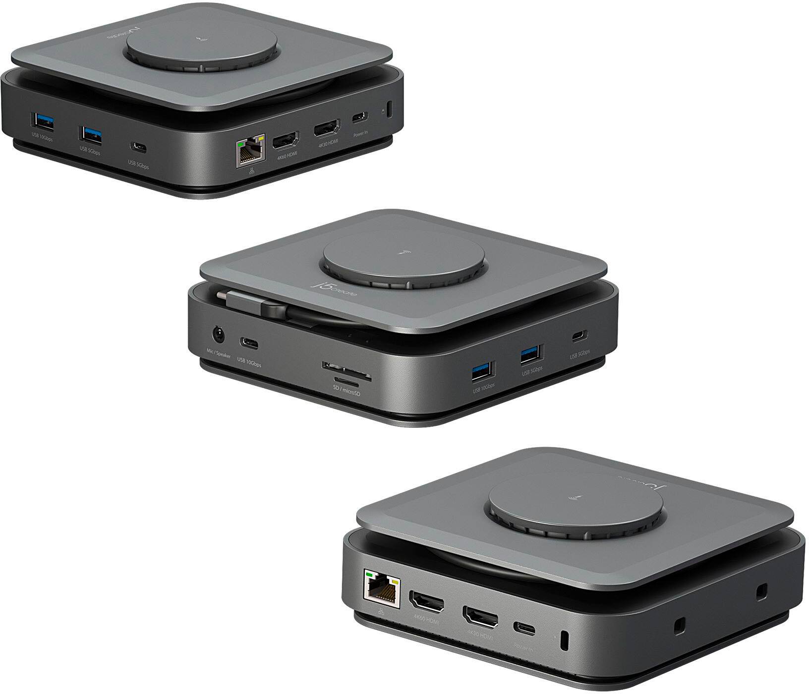 J5create USB-C 4K Speakerphone Docking Station – Gray – Works With Zoom, Teams, Google Meet