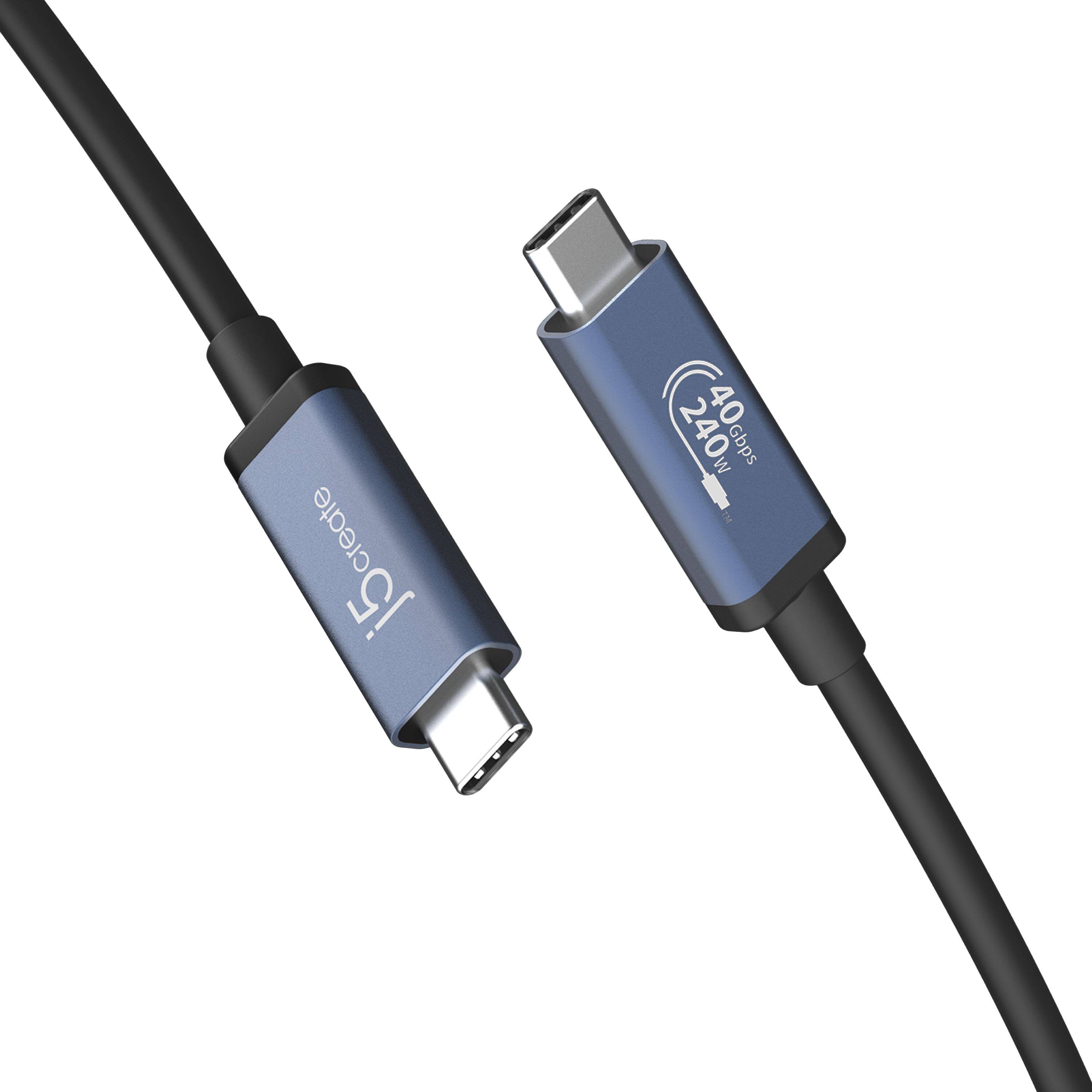 Angle. j5create - USB 40Gbps 240W USB Type-C Cable - Black/Grey.