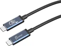 Front. j5create - USB 40Gbps 240W USB Type-C Cable - Black/Grey.