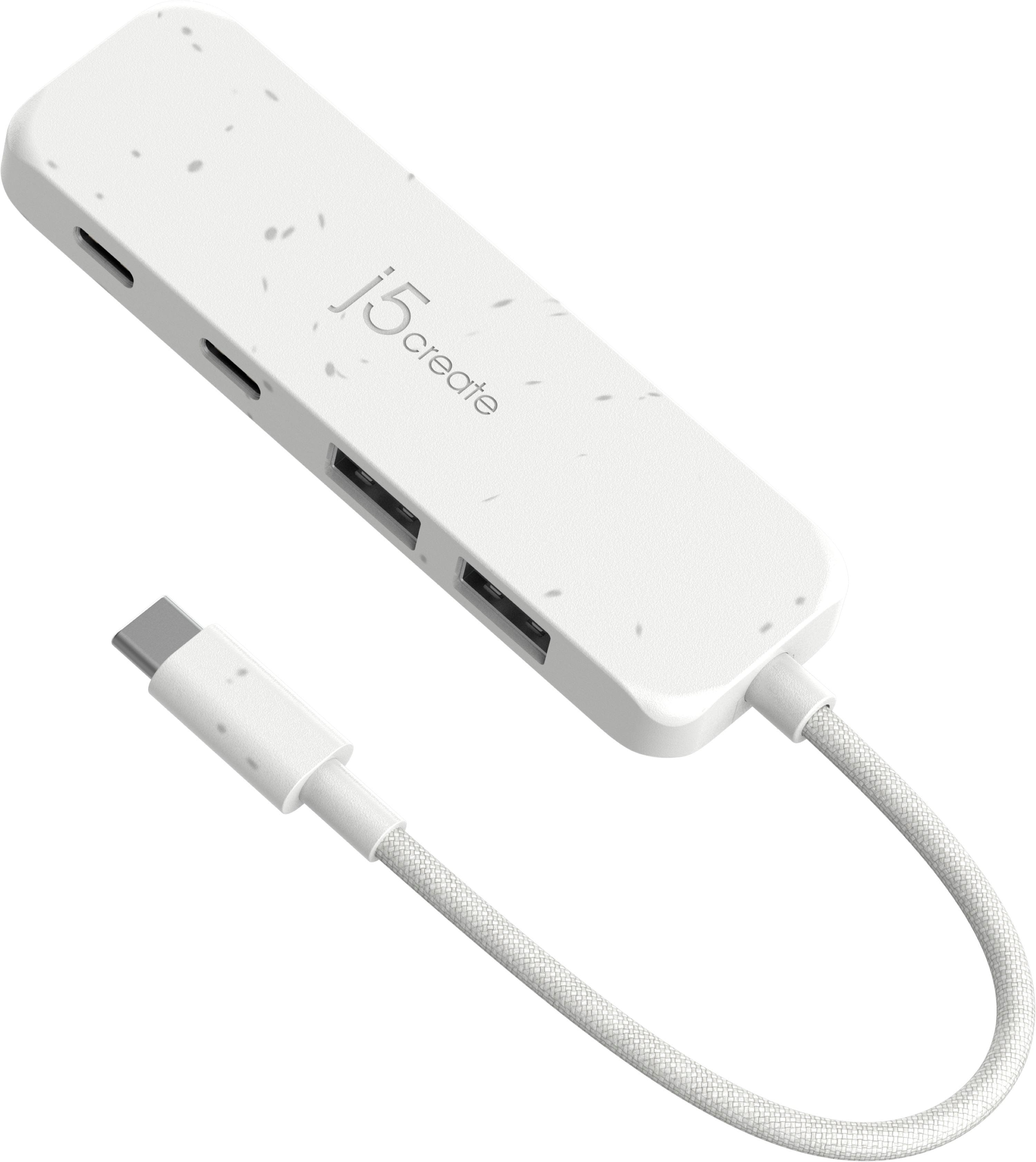 Front. j5create - Eco-Friendly USB-C to Type-C & Type-A Gen2 4 Port Hub - White.