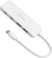 j5create - Eco-Friendly USB-C to Type-C & Type-A Gen2 4 Port Hub - White - Front_Zoom
