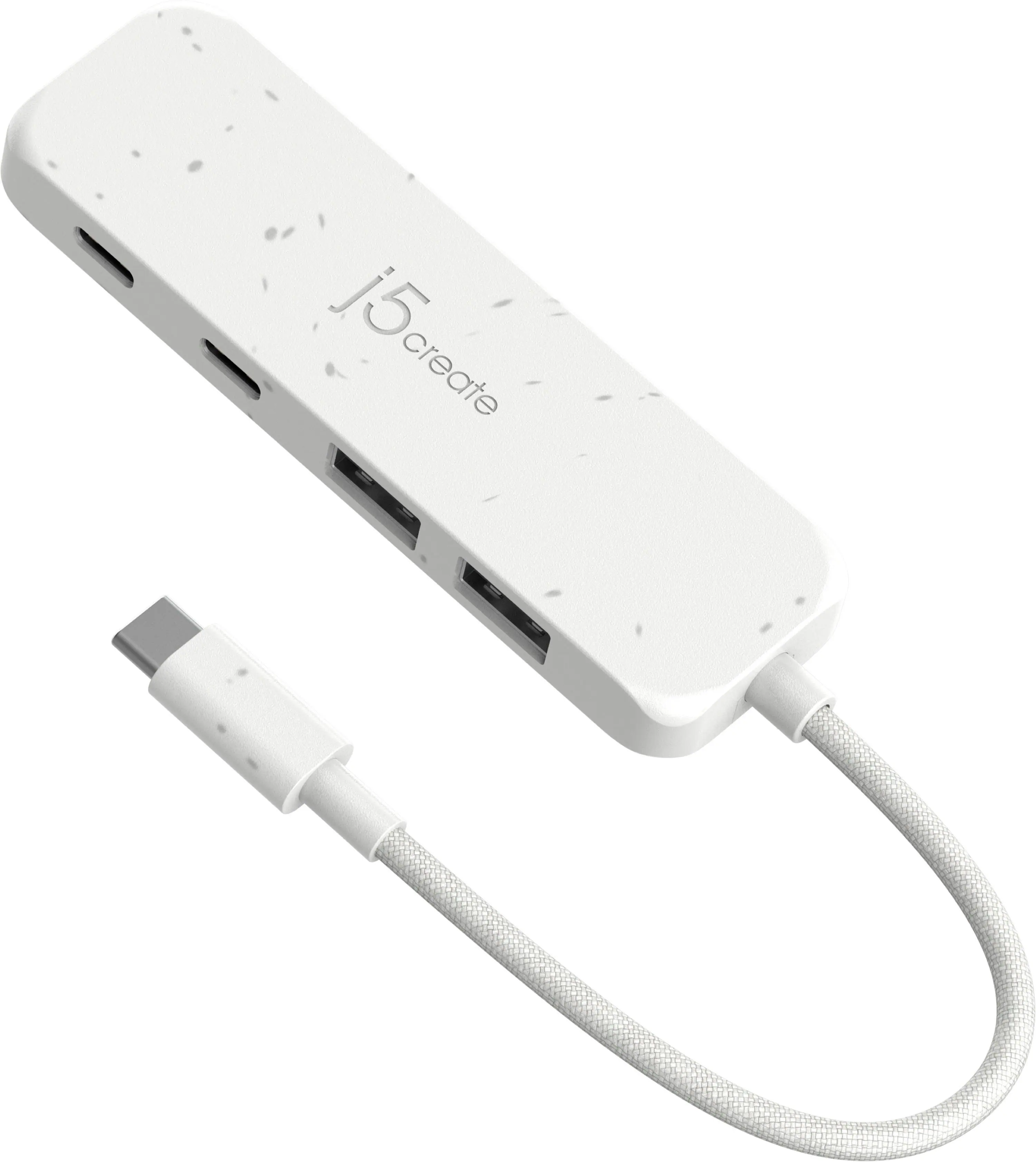 Front. j5create - Eco-Friendly USB-C to Type-C & Type-A Gen2 4 Port Hub - White.